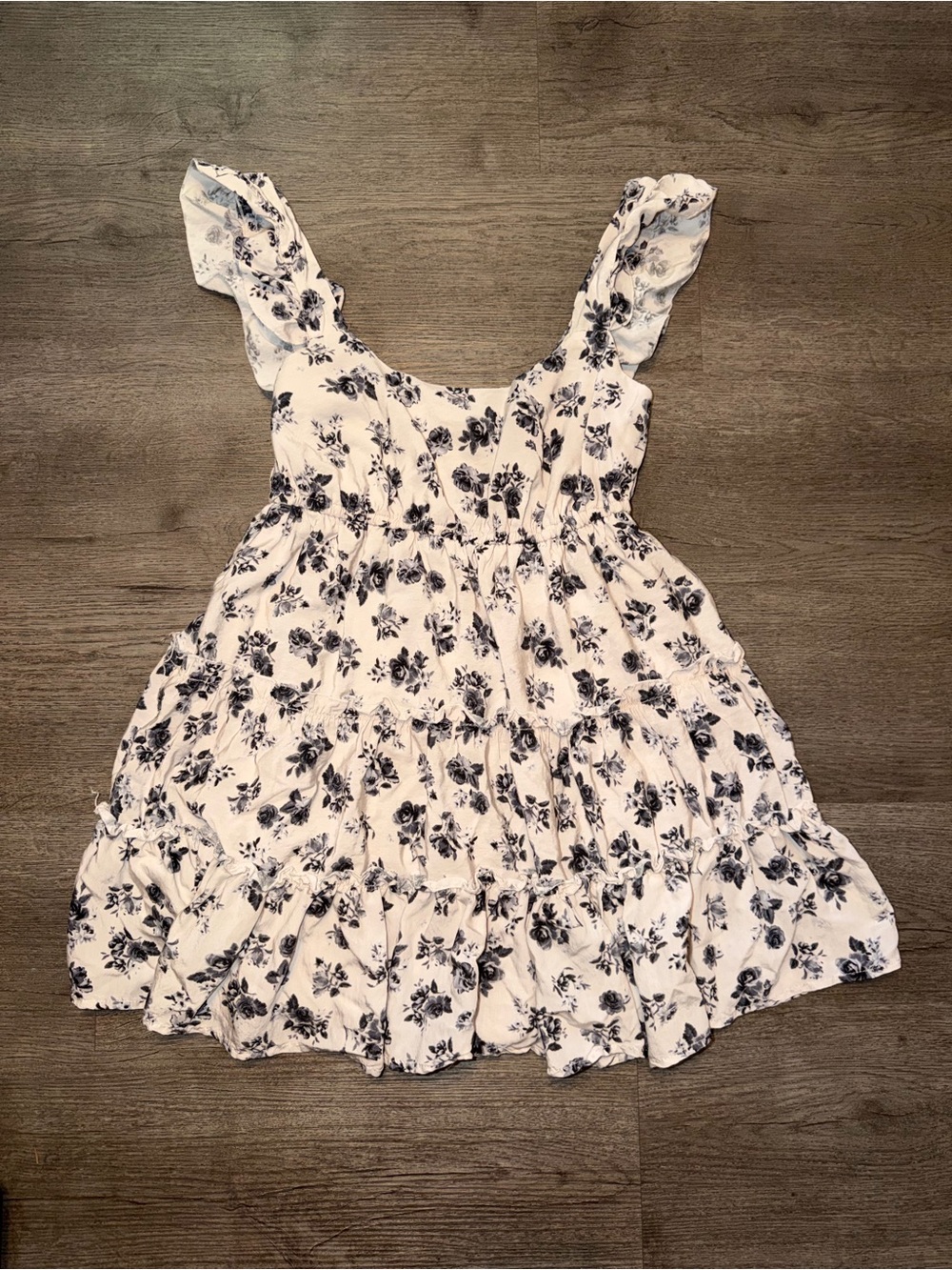 Liberty Love White and Black Floral Ruffle Dress